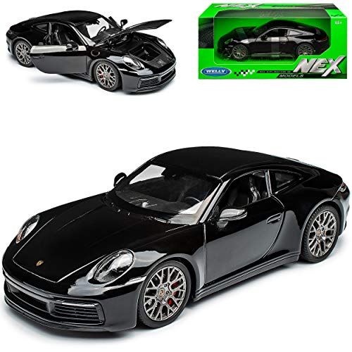 Welly Porsche 911 992 4S Coupe Schwarz Neue Generation Ab 2019 1/24 Modell Auto von Welly