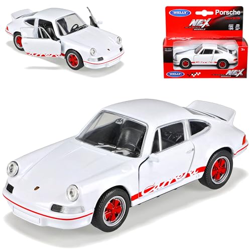 Welly Porsche 911 Urmodell RS 2.7 Coupe Weiss mit Rot 1963-1973 ca 1/43 1/36-1/46 Modell Auto mit individiuellem Wunschkennzeichen von Welly