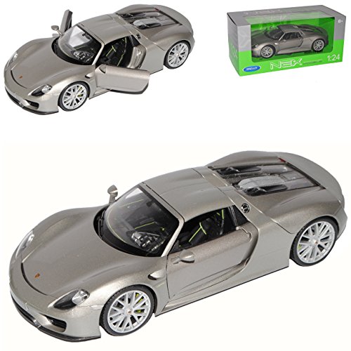 Welly Porsche 918 Spyder Cabrio Coupe Geschlossen Grau 2013-2015 1/24 Modell Auto von Welly