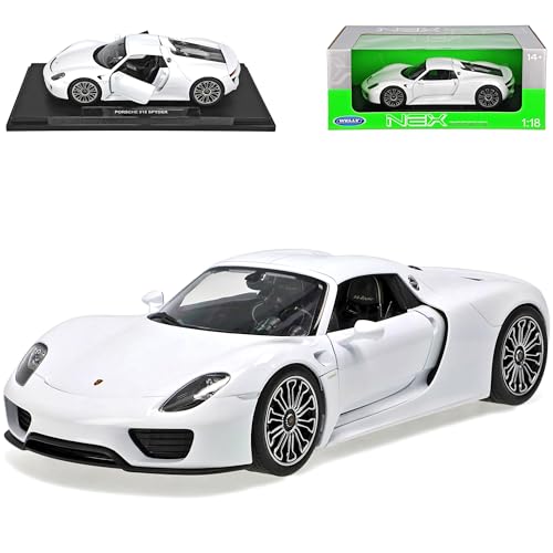 Welly Porsche 918 Spyder Cabrio Coupe Geschlossen Weiss 2013-2015 1/18 Modell Auto von Welly