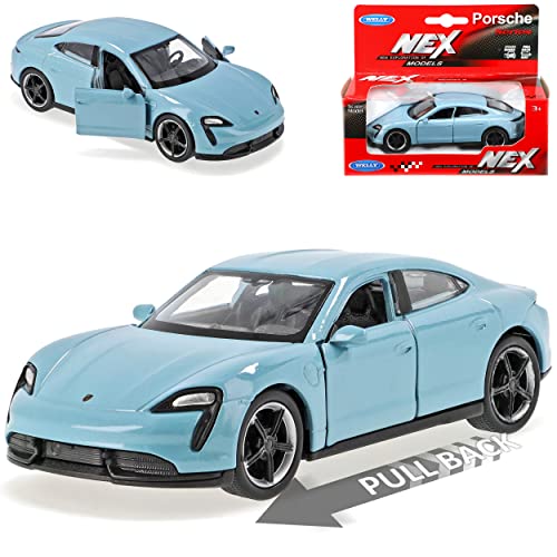 Welly Porsche Taycan Blau Ab 2019 mit Rückzugsmotor ca 1/43 1/36-1/46 Modell Auto von Welly