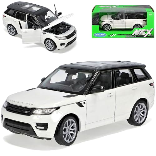 Welly R*A*N*G*E R*O*V*E*R Sport 2. Generation Weiss Ab 2013 1/24 Modell Auto mit individiuellem Wunschkennzeichen von Welly