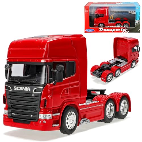 Welly Scania R-Serie R730 V8 3 Achsen Rot Ab 2005 Zugfahrzeug LKW Truck 1/32 Modell Auto mit individiuellem Wunschkennzeichen von Welly