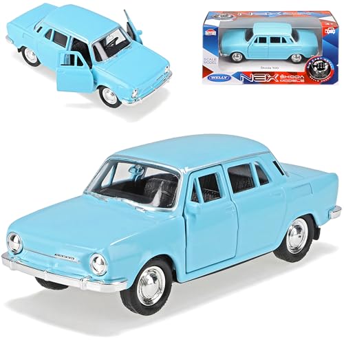 Welly Skod. 100 Limousine Blau 1969-1977 ca 1/43 1/36-1/46 Modell Auto mit individiuellem Wunschkennzeichen von Welly