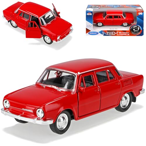 Welly Skod. 100 Limousine Rot 1969-1977 ca 1/43 1/36-1/46 Modell Auto mit individiuellem Wunschkennzeichen von Welly