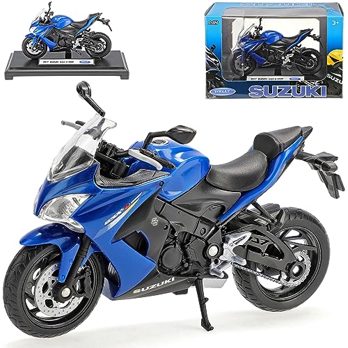 Welly Suzuki GSX-S1000F Blau Ab 2015 1/18 Modell Motorrad mit individiuellem Wunschkennzeichen von Welly