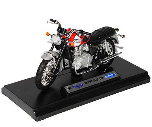 Welly Triumph Bonneville T100 T 100 2002 Rot Mit Sockel 1/18 Modellmotorrad Modell Motorrad von Welly