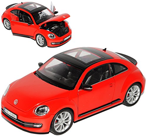 Welly Volkwagen Beetle New Coupe Ab 2011 Rot 1/24 Modell Auto mit individiuellem Wunschkennzeichen von Welly