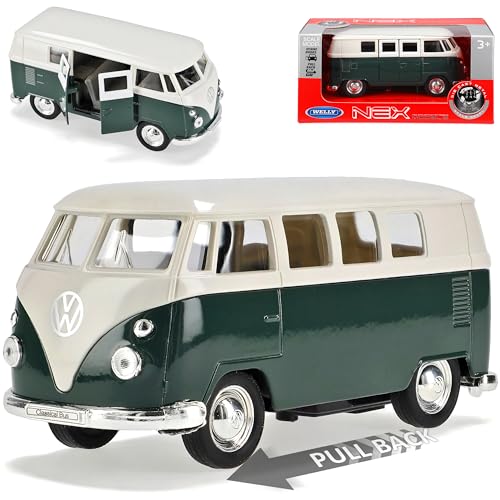 Welly Volkwagen T1 Grün mit Weiss Bully Bus 1950-1967 mit Rückzugsmotor ca 1/43 1/36-1/46 Modell Auto von Welly