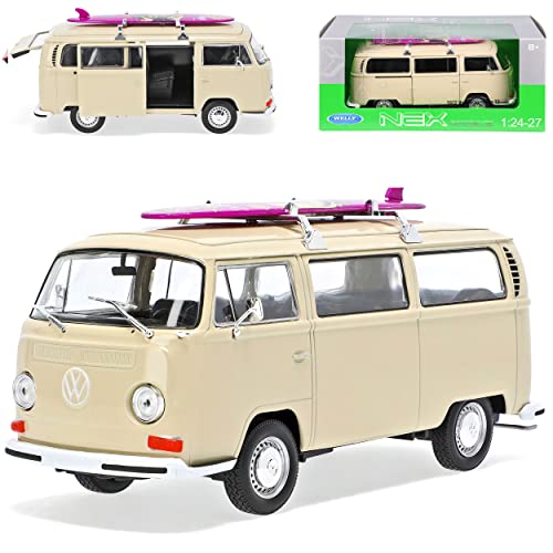 Welly Volkwagen T2 Beige Bus mit Surfbrett Transporter 1967-1979 1/24 Modell Auto von Welly