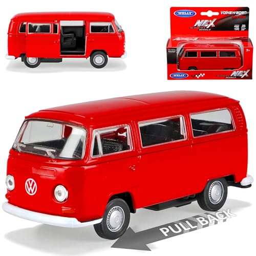 Welly Volkwagen T2 Rot Bus Transporter 1967-1979 mit Rückzugsmotor ca 1/43 1/36-1/46 Modell Auto Welly Volkwagen T2 Rot Bus Transporter 1967-1979 mit Rückzugsmotor ca 1/43 1/36-1/46 Modell Auto von Welly