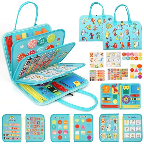 Welmay Busy Board Montessori Spielzeug ab 1 2 3 4 Jahre, Quiet Book Kleinkinder Activity Board Motorikspielzeug, Kinder Sensory Board Geschenk Junge Mädchen von Welmay