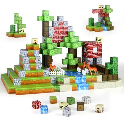 Welmay Magnetic Building Blocks 101PCS, Magnetische Bausteine für Kinder, Montessori Magnetbausteine Spielzeug ab Jungen und Mädchen 3 4 5 6+ Jahren, 2.3CM von Welmay