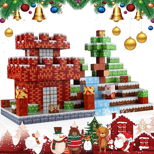 Welmay Magnetische Bausteine 100PCS, Christmas Magnetic Building Blocks für Kinder, Montessori Magnetbausteine Konstruktionsspielzeug ab 3 4 5 6+ Jahren, 2.3CM von Welmay