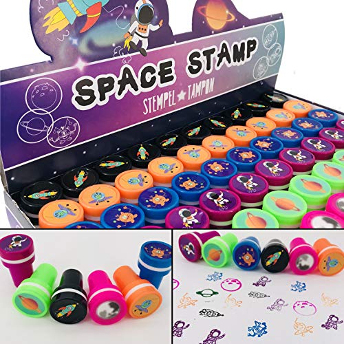 12 Stempel * Weltraum & Astronaut * als Mitgebsel für Kindergeburtstag oder Space-Mottoparty | Perfekt zum basteln, malen, als Geschenk und Spiel für Kinder von Weltraum-Mitgebsel: