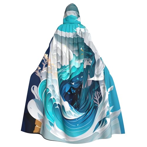 Kapuzenumhang mit Ozeanwellen-Aufdruck, für Halloween, Erwachsene, Partys, Karneval, Cosplay, Kostüme, Dekoration für Erwachsene Kapuzenumhang mit Ozeanwellen-Aufdruck, für Halloween, Erwachsene, Partys, Karneval, Cosplay, Kostüme, Dekoration für Erwachsene von WenDang