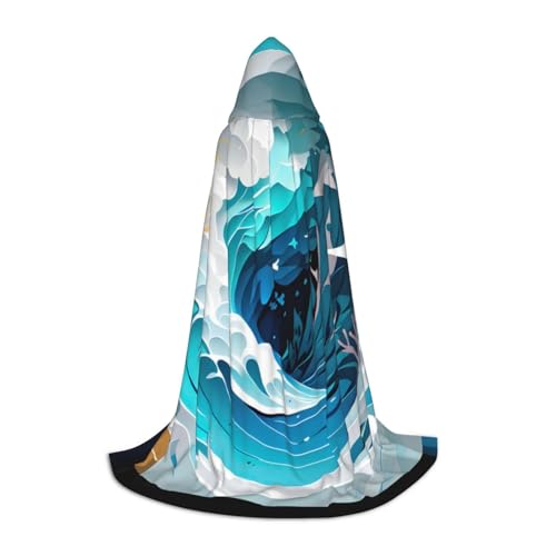 Kapuzenumhang mit Ozeanwellen-Aufdruck – vielseitiges Uni-Design für Cosplay, Partys, Make-up-Ball, Motto-Partys Kapuzenumhang mit Ozeanwellen-Aufdruck – vielseitiges Uni-Design für Cosplay, Partys, Make-up-Ball, Motto-Partys von WenDang
