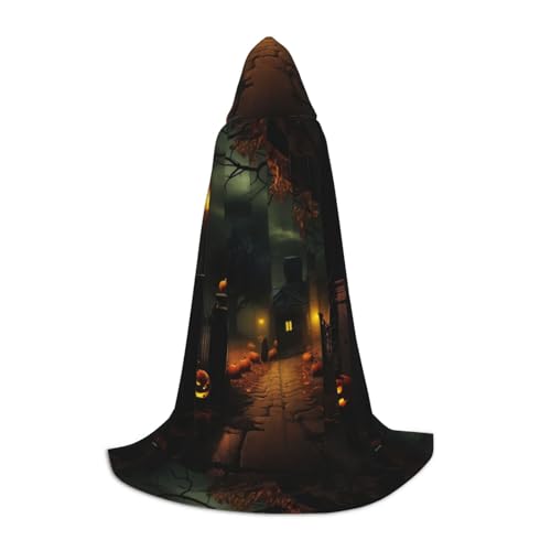WenDang Gruseliger Kapuzenumhang mit Halloween-Aufdruck – vielseitiges Uni-Design für Cosplay, Partys, Make-up-Ball, Motto-Partys von WenDang