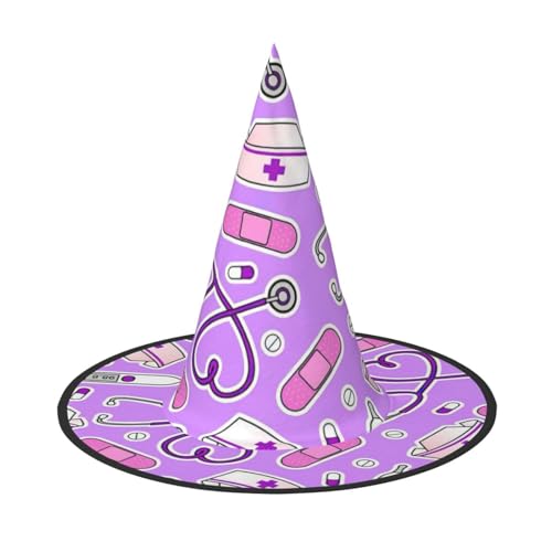 WenDang Halloween-Mütze mit Krankenschwester-Muster, lustig, Partyhut, Kostüm, Ball, Cosplay, Karneval, DIY-Dekoration (3 Stück) von WenDang