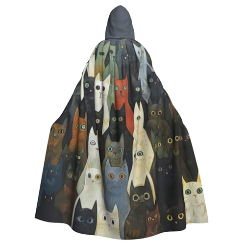 WenDang Kapuzenumhang mit Katzen-Aufdruck, Halloween, Erwachsene, für Partys, Karneval, Cosplay, Kostüme, Erwachsenendekoration, Umhang WenDang Kapuzenumhang mit Katzen-Aufdruck, Halloween, Erwachsene, für Partys, Karneval, Cosplay, Kostüme, Erwachsenendekoration, Umhang von WenDang