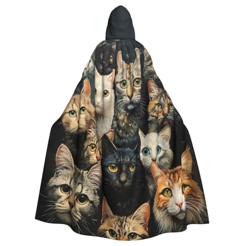 WenDang Kapuzenumhang mit Katzen-Aufdruck, Halloween, Erwachsene, für Partys, Karneval, Cosplay, Kostüme, Erwachsenendekoration, Umhang WenDang Kapuzenumhang mit Katzen-Aufdruck, Halloween, Erwachsene, für Partys, Karneval, Cosplay, Kostüme, Erwachsenendekoration, Umhang von WenDang