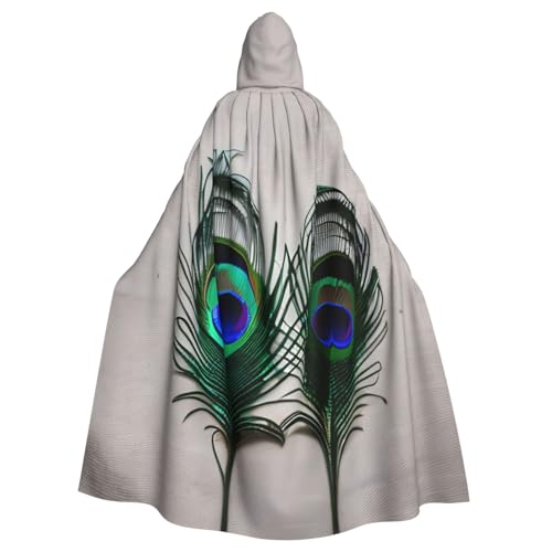 WenDang Kapuzenumhang mit Pfauenfeder-Aufdruck, Halloween, Erwachsene, für Partys, Karneval, Cosplay, Kostüme, Erwachsenendekoration, Umhang WenDang Kapuzenumhang mit Pfauenfeder-Aufdruck, Halloween, Erwachsene, für Partys, Karneval, Cosplay, Kostüme, Erwachsenendekoration, Umhang von WenDang