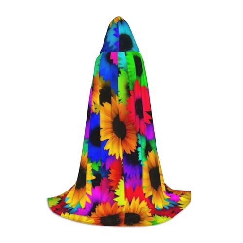 WenDang Kapuzenumhang mit Regenbogen-Sonnenblumen-Aufdruck – vielseitiges Uni-Design für Cosplay, Partys, Make-up-Ball, Motto-Partys WenDang Kapuzenumhang mit Regenbogen-Sonnenblumen-Aufdruck – vielseitiges Uni-Design für Cosplay, Partys, Make-up-Ball, Motto-Partys von WenDang