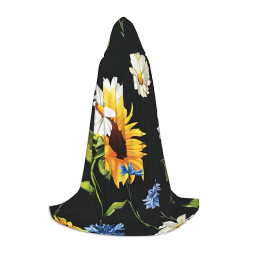 WenDang Kapuzenumhang mit Sonnenblumen-Aufdruck und Kamillen-Aufdruck – vielseitiges Uni-Design für Cosplay, Partys, Make-up-Ball, Motto-Partys WenDang Kapuzenumhang mit Sonnenblumen-Aufdruck und Kamillen-Aufdruck – vielseitiges Uni-Design für Cosplay, Partys, Make-up-Ball, Motto-Partys von WenDang
