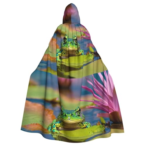 WenDang Kapuzenumhang mit niedlichem Frosch-Aufdruck, Halloween, Erwachsene, für Partys, Karneval, Cosplay, Kostüme, Erwachsenendekoration, Umhang von WenDang