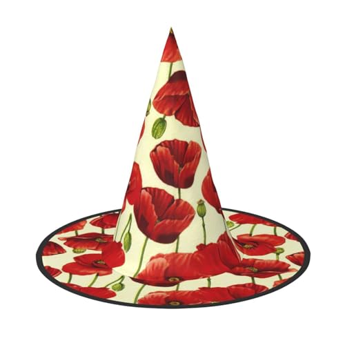 WenDang Rote Mohnblumen-Halloween-Hut, lustig, für Urlaub, Party, Kostüm, Ball, Cosplay, Karneval, DIY-Dekoration (2 Stück) von WenDang