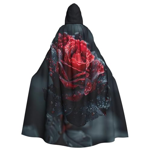 WenDang Roter und schwarzer Rosen-Druck, Uni-Kapuzenumhang für Erwachsene, eleganter Halloween-Kapuzenumhang, bequemer langer Kapuzenumhang WenDang Roter und schwarzer Rosen-Druck, Uni-Kapuzenumhang für Erwachsene, eleganter Halloween-Kapuzenumhang, bequemer langer Kapuzenumhang von WenDang