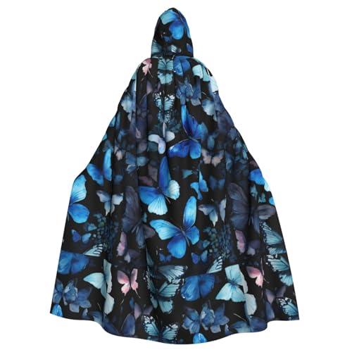 WenDang Umhang mit Kapuze, Motiv: blaue Schmetterlinge, weiße Blumen, Halloween, Erwachsene, Kapuzenumhang, Partys, Karneval, Cosplay, Kostüme, Erwachsenendekoration, Umhang WenDang Umhang mit Kapuze, Motiv: blaue Schmetterlinge, weiße Blumen, Halloween, Erwachsene, Kapuzenumhang, Partys, Karneval, Cosplay, Kostüme, Erwachsenendekoration, Umhang von WenDang
