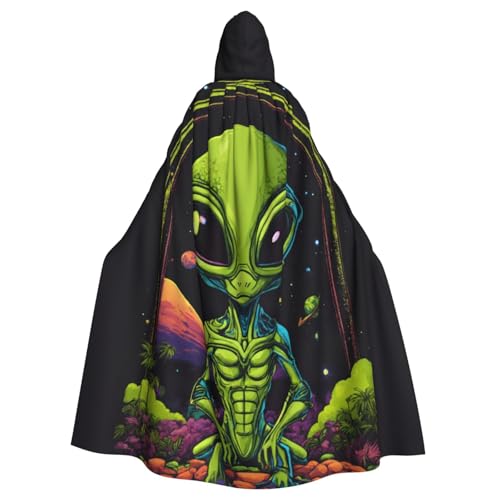 WenDang Umhang mit Kapuze für Erwachsene, Motiv: grüner Alien-Druck, für Partys, Karneval, Cosplay, Kostüme, Erwachsenen-Dekoration, Umhang WenDang Umhang mit Kapuze für Erwachsene, Motiv: grüner Alien-Druck, für Partys, Karneval, Cosplay, Kostüme, Erwachsenen-Dekoration, Umhang von WenDang