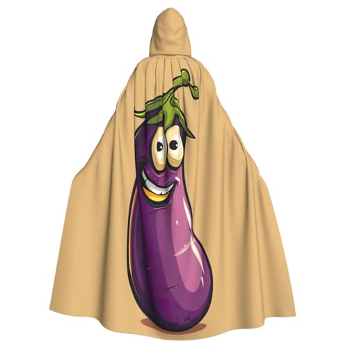 WenDang Uni Kapuzenumhang mit Cartoon-Auberginen-Druck, für Erwachsene, eleganter Halloween-Kapuzenumhang, bequemer langer Kapuzenumhang WenDang Uni Kapuzenumhang mit Cartoon-Auberginen-Druck, für Erwachsene, eleganter Halloween-Kapuzenumhang, bequemer langer Kapuzenumhang von WenDang