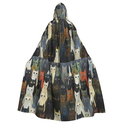 WenDang Uni Kapuzenumhang mit Katzendruck für Erwachsene, eleganter Halloween-Kapuzenumhang, bequemer langer Kapuzenumhang WenDang Uni Kapuzenumhang mit Katzendruck für Erwachsene, eleganter Halloween-Kapuzenumhang, bequemer langer Kapuzenumhang von WenDang