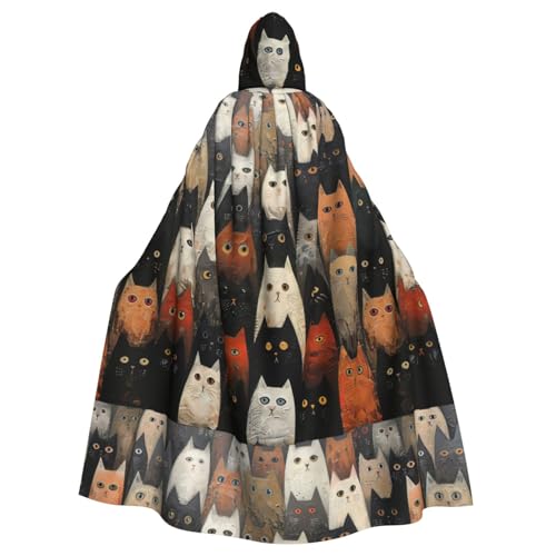 WenDang Uni Kapuzenumhang mit Katzendruck für Erwachsene, eleganter Halloween-Kapuzenumhang, bequemer langer Kapuzenumhang WenDang Uni Kapuzenumhang mit Katzendruck für Erwachsene, eleganter Halloween-Kapuzenumhang, bequemer langer Kapuzenumhang von WenDang