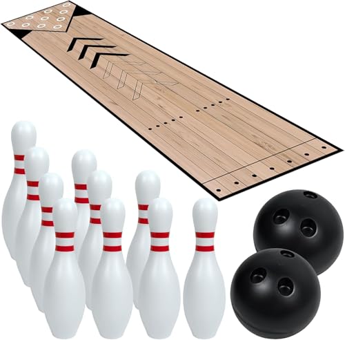 Mini Bowling Set, Indoor Outdoor Home Bowling Set, Bowlingbahn Set mit Lane, Bowling Pins & Ball Set, Full Bowlingbahn Set für Familie Freunde Mini Bowling Set, Indoor Outdoor Home Bowling Set, Bowlingbahn Set mit Lane, Bowling Pins & Ball Set, Full Bowlingbahn Set für Familie Freunde von Wenceda