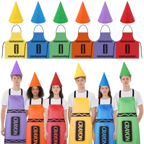 Wenceda Buntstift-Schürze mit lustigem Zwergkegel, Hüte, Kostüm-Set, Buntstift-Kostüm für Party, Cosplay, Outdoor-Aktivitäten, Erwachsene, Familie, Halloween-Kostüme, lustiges Outfit, 12-teilig von Wenceda