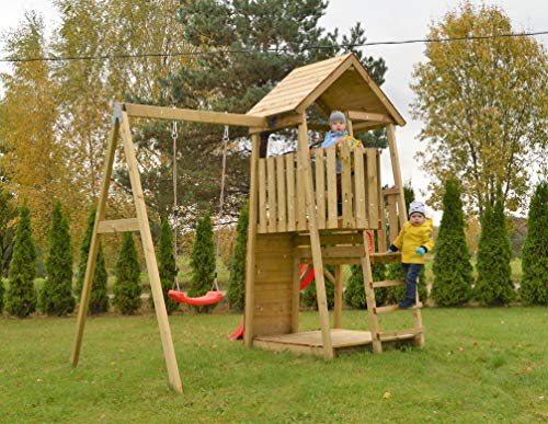 Spielplatz aus Holz mit 175 cm Rutsche und Sandkasten Kinderschaukeln von Wendi Toys