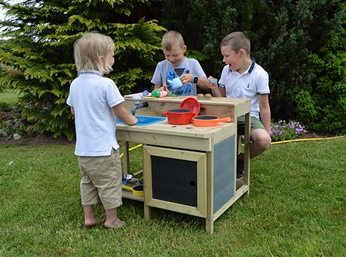 Wendi Toys K2 Outdoor-Küchenbar | Kinderspielset aus Holz | Kinderspielküchen mit Schlammspaß | 2-in-1 Sand- und Wasserschlammküche | Ideal für Kinder ab 3 Jahren | Garten & sensorisches Rollenspiel von Wendi Toys