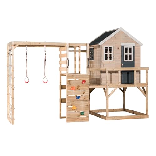Wendi Toys M21G-G Spielhaus Kinder Outdoor, Quadro Klettergerüst mit Plattform, Kletterwand & Turnringen, Grau, FSC Holz, 197 x 356 x 242 cm, Kletterturm Outdoor, Spielhaus Holz für Kinder Wendi Toys M21G-G Spielhaus Kinder Outdoor, Quadro Klettergerüst mit Plattform, Kletterwand & Turnringen, Grau, FSC Holz, 197 x 356 x 242 cm, Kletterturm Outdoor, Spielhaus Holz für Kinder von Wendi Toys