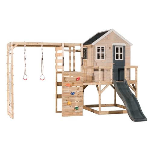 Wendi Toys M22G-G Spielhaus Kinder Outdoor Holz mit Kletterturm Outdoor, Spielhaus mit Rutsche und Stelzenhaus, 342 x 356 x 242 cm, Grau, FSC Spielturm mit Rutsche, Garten Holzhaus für Kinder Wendi Toys M22G-G Spielhaus Kinder Outdoor Holz mit Kletterturm Outdoor, Spielhaus mit Rutsche und Stelzenhaus, 342 x 356 x 242 cm, Grau, FSC Spielturm mit Rutsche, Garten Holzhaus für Kinder von Wendi Toys
