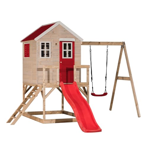 Wendi Toys M24R Stelzenhaus Kinder Outdoor mit Rutsche und Schaukel, 330 x 350 x 242 cm, Rot, FSC Holz, Klettergerüst Outdoor für Kinder 3-7 Jahre, Spielturm mit Rutsche Wendi Toys M24R Stelzenhaus Kinder Outdoor mit Rutsche und Schaukel, 330 x 350 x 242 cm, Rot, FSC Holz, Klettergerüst Outdoor für Kinder 3-7 Jahre, Spielturm mit Rutsche von Wendi Toys