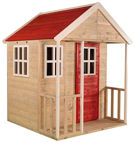 Wendi Toys M6R Kinderspielhaus Outdoor Holz mit Volltür, 3 Fenster, 120x120x155 cm, Rot, FSC Holzhaus, Langlebiges Spielhaus Kinder Outdoor, Schnelle Montage, Gartenhaus Kinder Outdoor Wendi Toys M6R Kinderspielhaus Outdoor Holz mit Volltür, 3 Fenster, 120x120x155 cm, Rot, FSC Holzhaus, Langlebiges Spielhaus Kinder Outdoor, Schnelle Montage, Gartenhaus Kinder Outdoor von Wendi Toys