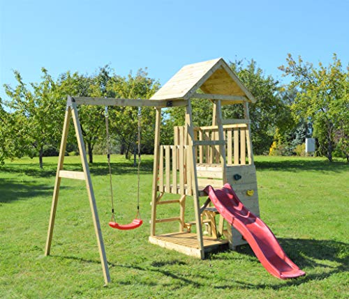 Wendi Toys Spielplatz aus Holz für Kinder mit Rutsche 175 cm, Sandkasten, Picknicktisch, Schaukeln für Kinder von Wendi Toys