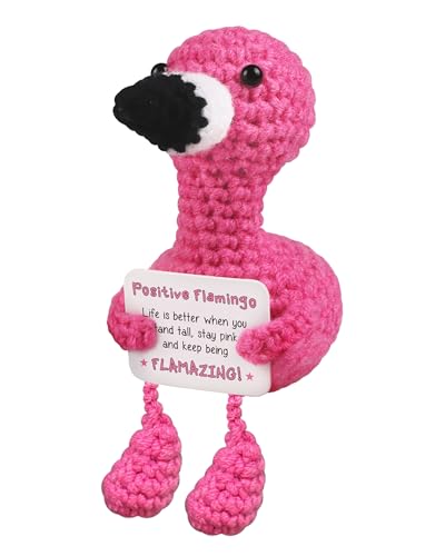 Mini Positive Flamingo Häkelpuppe - Lustige Romantische Geschenke für Frauen Freundin Ehefrau Paar Positive Häkeltiere Emotional Cheer Up Support Handmade Flamingo Geburtstag Abschluss Dekoration von WenmthG