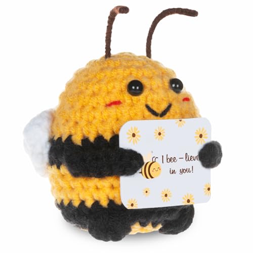 WenmthG Glücksbringer Biene Aufmunternden Geschenken für Kollegin Freund Frauen Männer, Pocket Hug Biene Gehäkelt Positive Kartoffel Deutsch Ersatz - 1 St von WenmthG