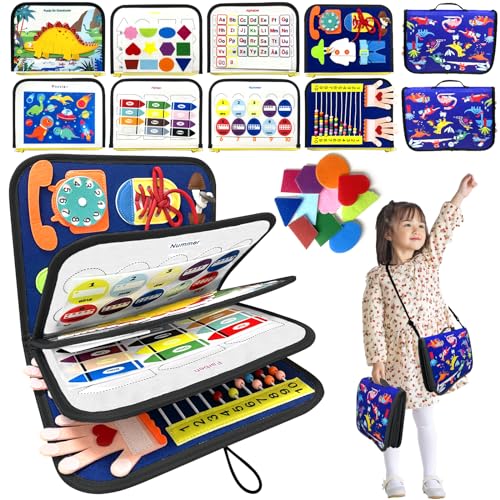 Busy Board für Kleinkinder, Montessori Spielzeug für 1 2 3 4 Jahre, Tragbares Activity Board, Baby Sensorik Spielzeug, Lernspielzeug Grundkenntnisse Jungen Mädchen von Wenosda