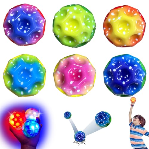 Wenosda LED Beleuchtung Jumper Ball, 6 Stück Astro Jump Moonball, Hohe Space Super High Bouncing Springen Spielzeug für Kinder Geeignet für Innen und Außen (Zufällige Farben) von Wenosda