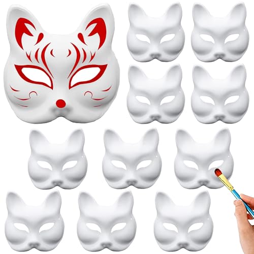 Wenrou 10 Stücke Therian Mask, Fuchs Maske, Fuchs Unbemalte Masken, Fuchsmaske Cosplay Masken, Diy Weiße Papier Fuchs Maske Zum Anmalen, Für Karneval, Maskerade, Halloween, Diy Masken Partyzubehör Wenrou 10 Stücke Therian Mask, Fuchs Maske, Fuchs Unbemalte Masken, Fuchsmaske Cosplay Masken, Diy Weiße Papier Fuchs Maske Zum Anmalen, Für Karneval, Maskerade, Halloween, Diy Masken Partyzubehör von Wenrou